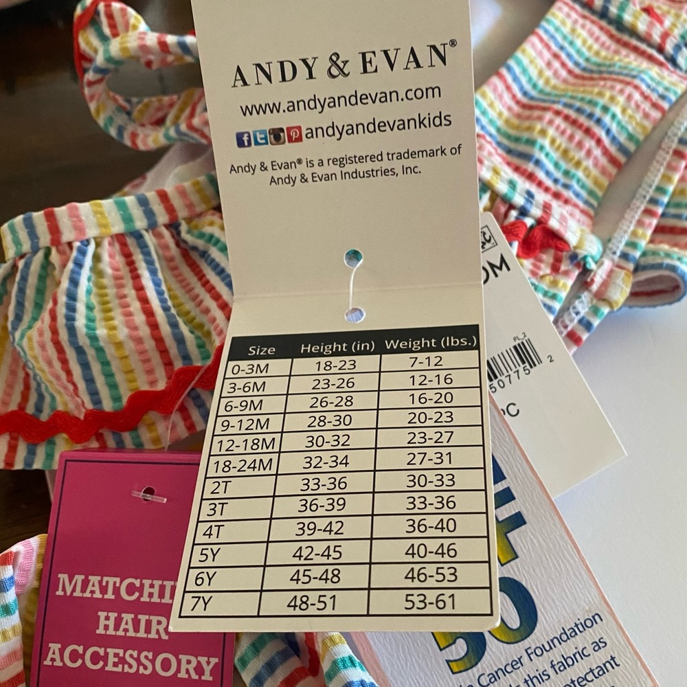 Andy & Evan Rainbow Seersucker Bikini 3 Pieces Set - Picture 10 of 10